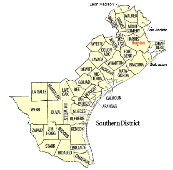 Map of USDC Southern District of Texas - McAllen Division